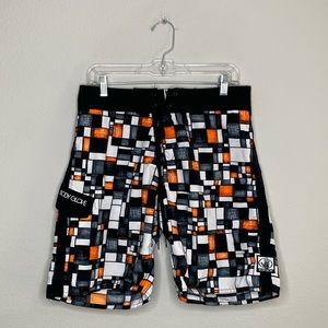 Body Glove Black & Orange Geometric Board Shorts